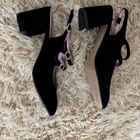 Carel Paris Suede Banana Mary Jane Pumps 60 - Picture 4 of 6